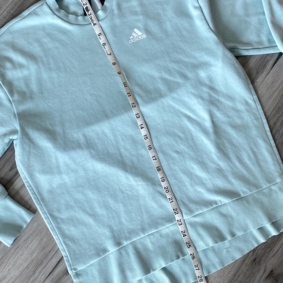Adidas Oversized 3-Stripes Split Hem Crew Sweatshirt Mint Size S - Picture 8 of 9